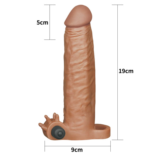 Вибронасадка на член удлиняющая Pleasure X Tender Vibrating Penis Sleeve Brown