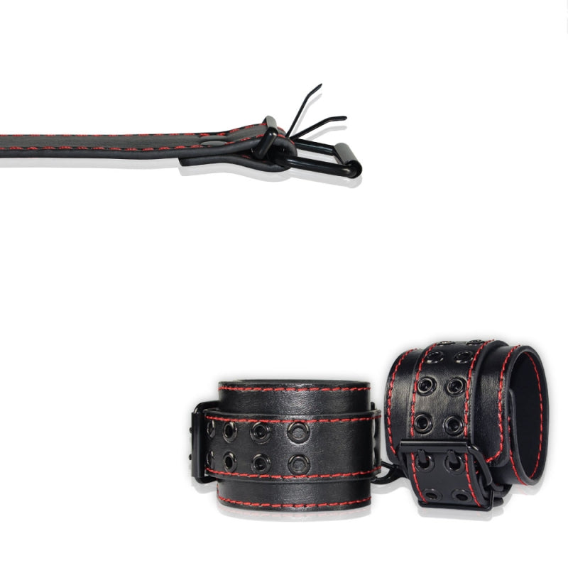 Универсальные кожаные наручники Bondage Fetish Pleasure Handcuffs
