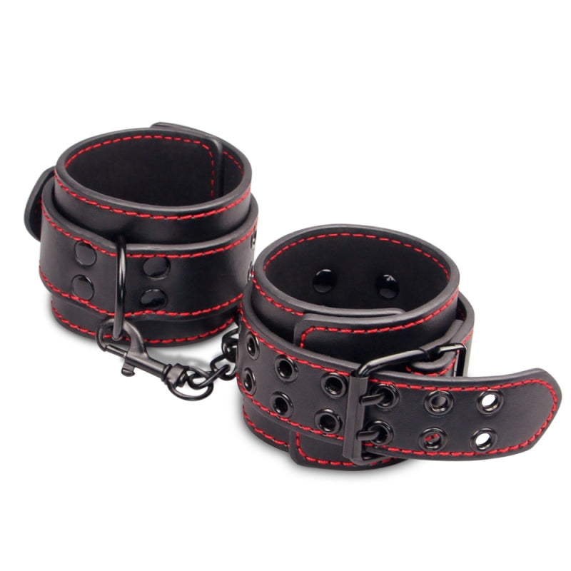 Универсальные кожаные наручники Bondage Fetish Pleasure Handcuffs