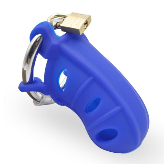 Мужской силиконовый пояс верности синий Male Silicone Chastity Cage