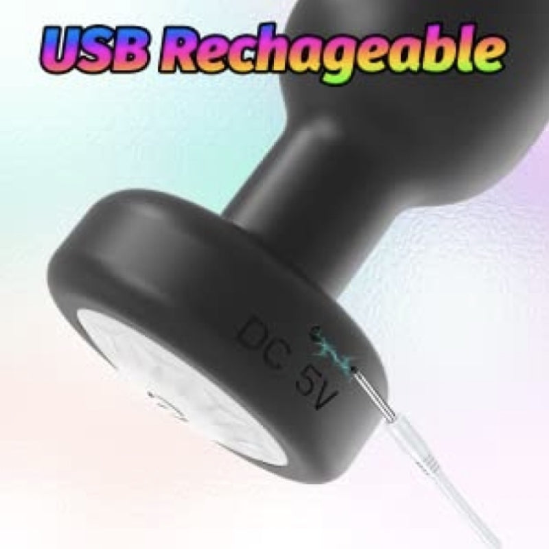 Анальная пробка с пультом управления Led Rainbow Light Plug Black