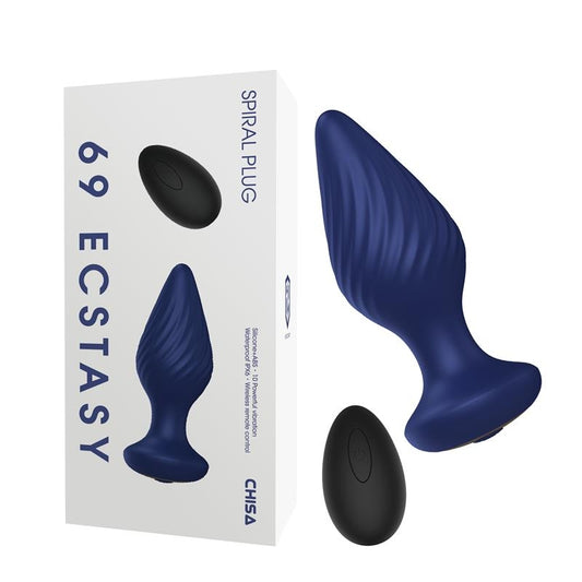 Анальная пробка с пультом 69 Ecstasy Spiral Plug Blue